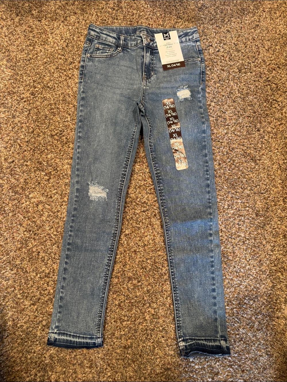 Skinny Distressed Mid Blue girls Jeans